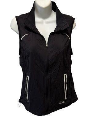 L.L. Bean Lightweight All~Sport Nylon Vest Sz S Reg Black Reflective Running